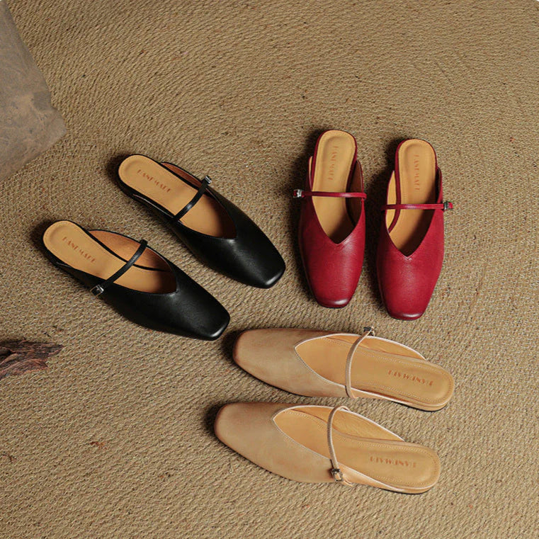 Helia Genuine Leather Mary Jane Mules - Heston Manor