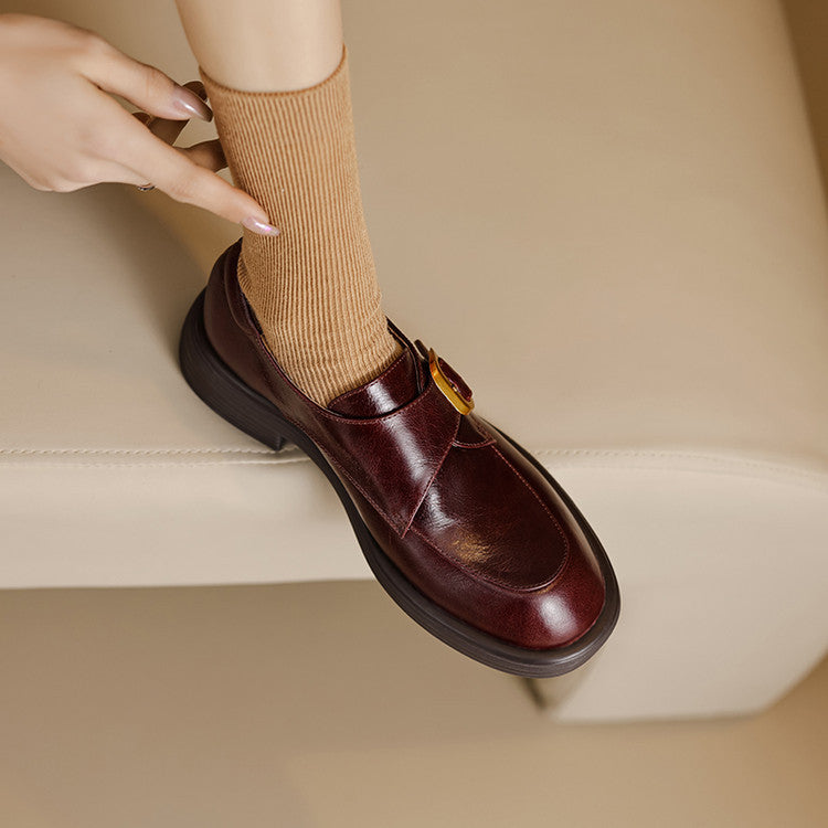 Veza Genuine Leather Buckled Loafers