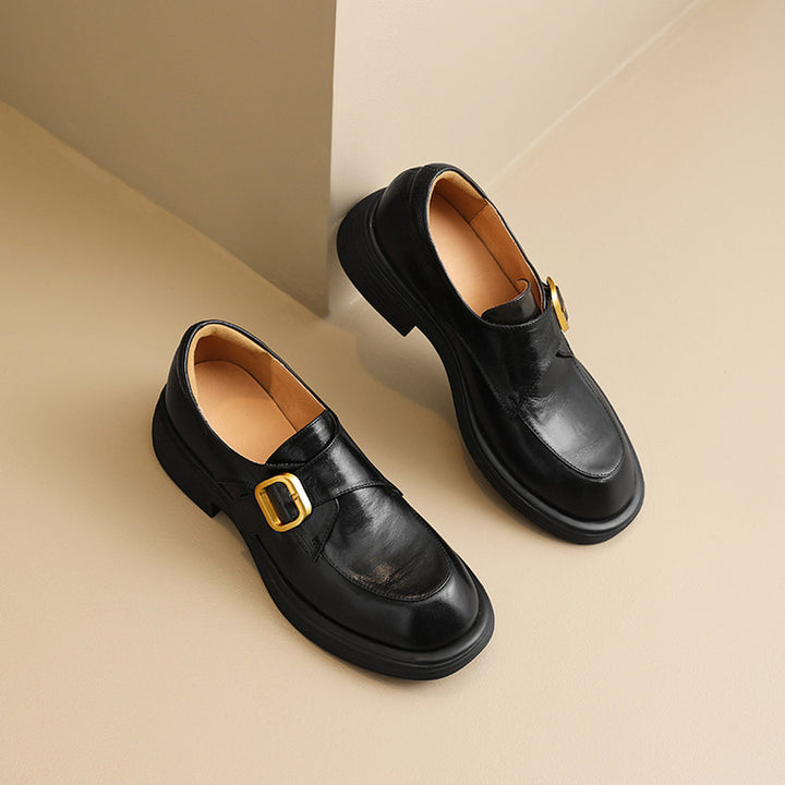 Veza Genuine Leather Buckled Loafers