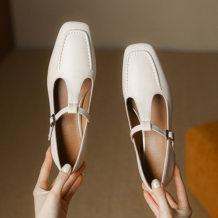 Emma Leather T-Strap Heel Pumps
