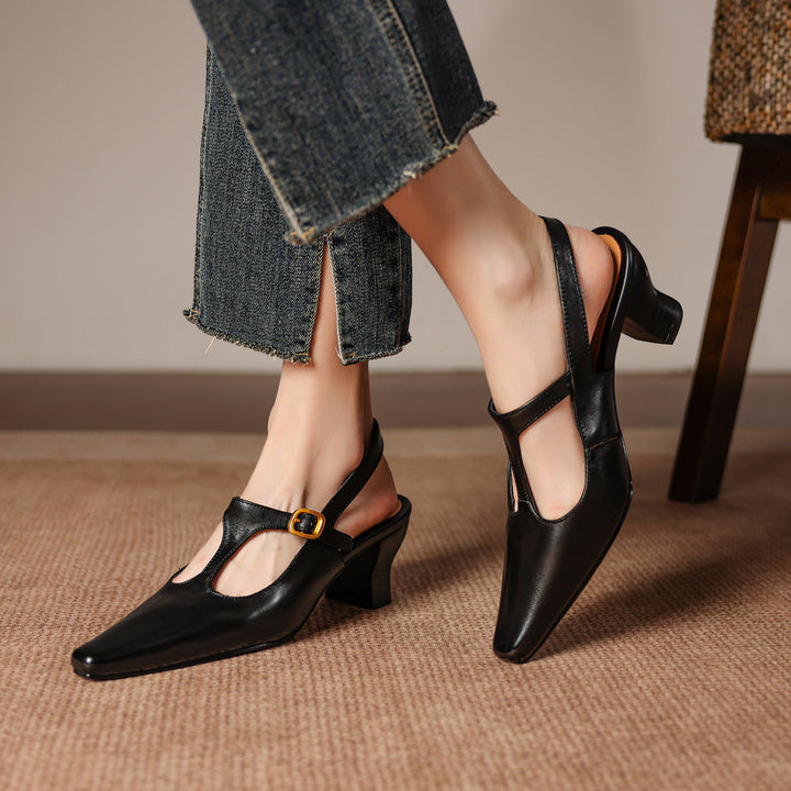 Vesta Genuine Leather T-Strap Heels