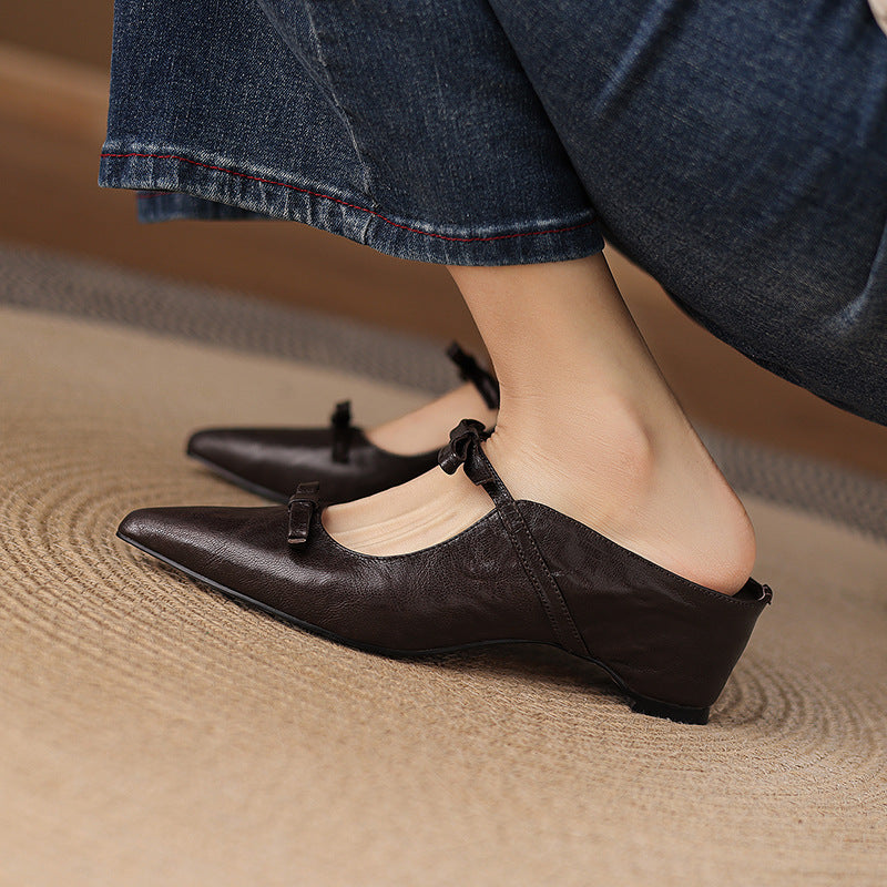Vasko Genuine Leather Pointed-Toe Mules