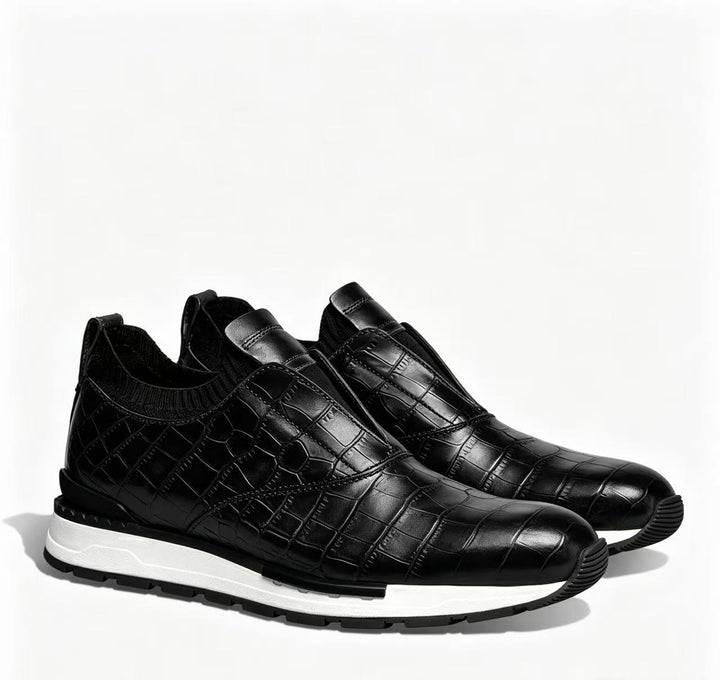 Zorel Cowhide Leather Croc Embossed Shoes