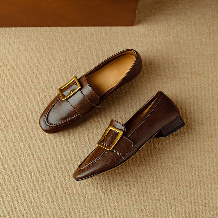 Zaria Buckled Genuine Leather Loafers