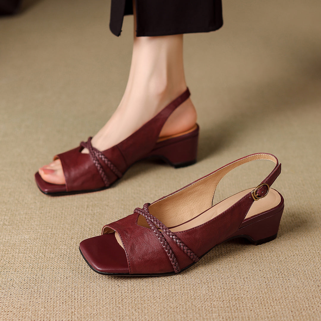 Orina Genuine Leather Slingback Heels