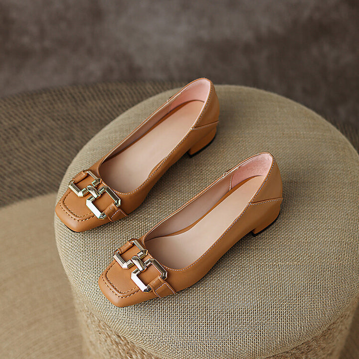 Roxy Premium Leather Square Toe Heels