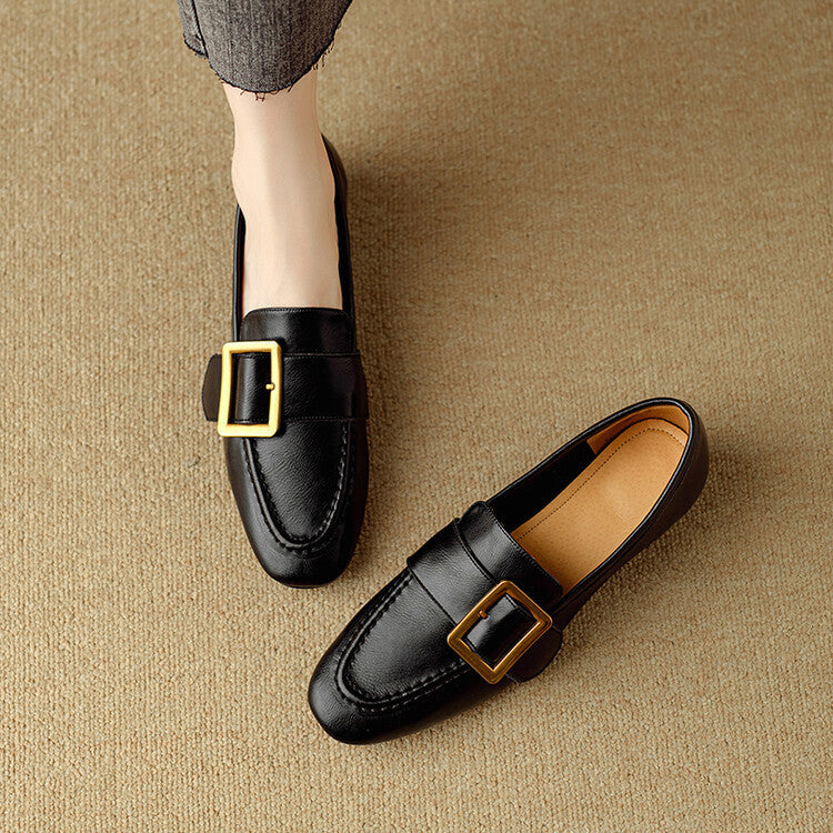 Zaria Buckled Genuine Leather Loafers