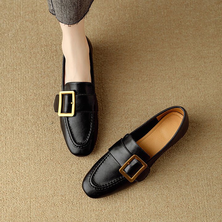 Zaria Buckled Genuine Leather Loafers
