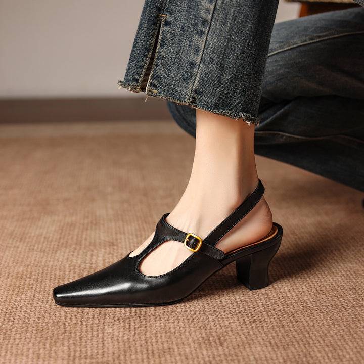 Vesta Genuine Leather T-Strap Heels