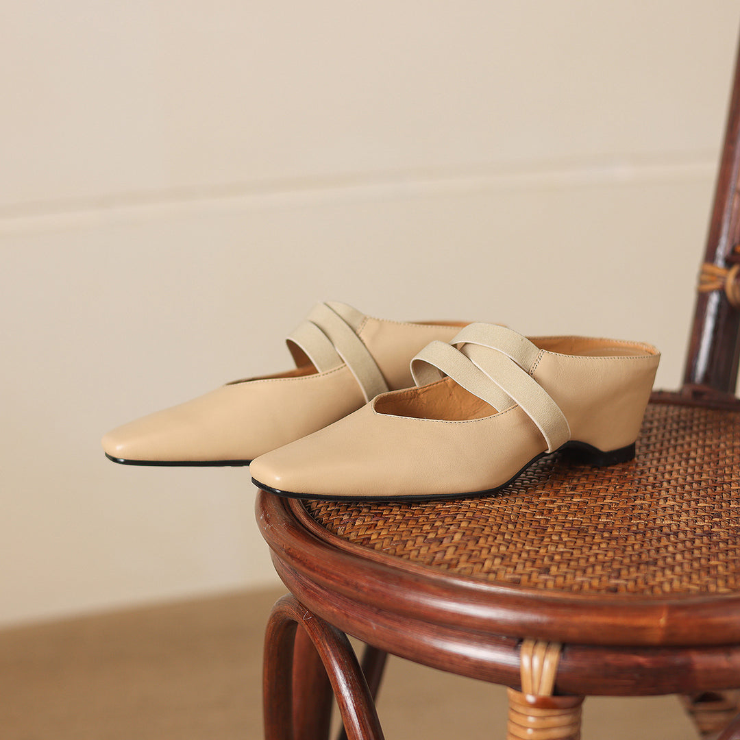 Ovela Genuine Leather Mules