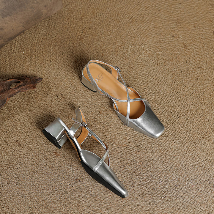 Elsen Genuine Leather Crisscross Strap Heels