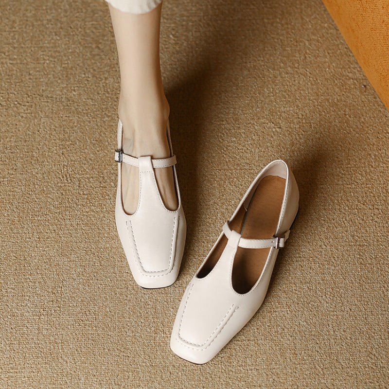 Emma Leather T-Strap Heel Pumps