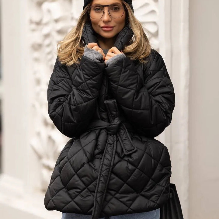 Women's Quilted Belted Puffer Jacket - Heston Manor