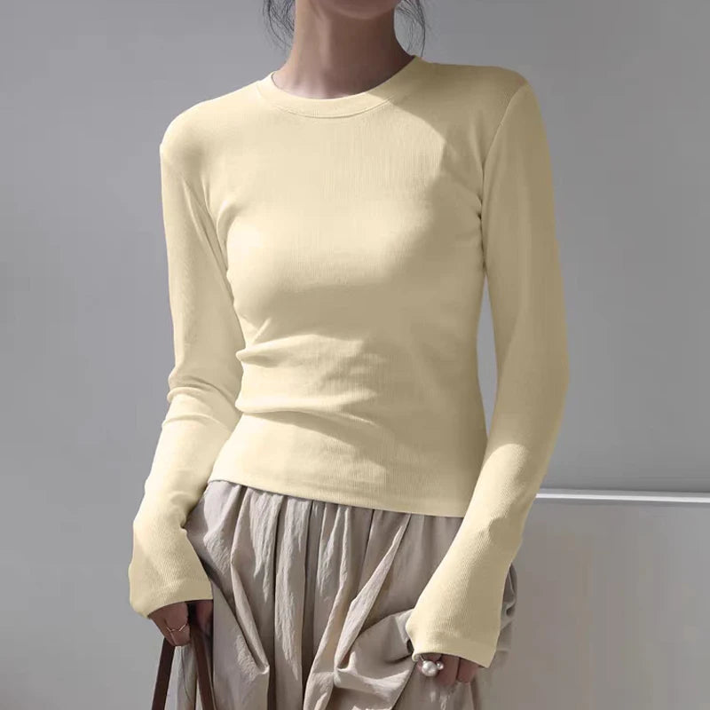 Women’s Ribbed Long Sleeve Crewneck Top - Heston Manor
