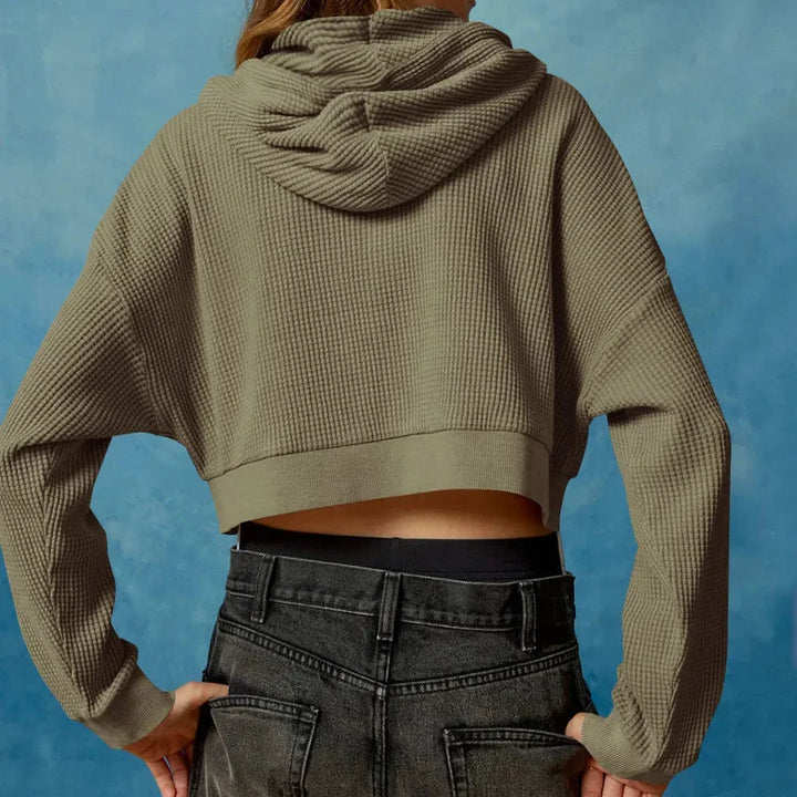 Women’s Cropped Zip Hoodie Sweater - Heston Manor