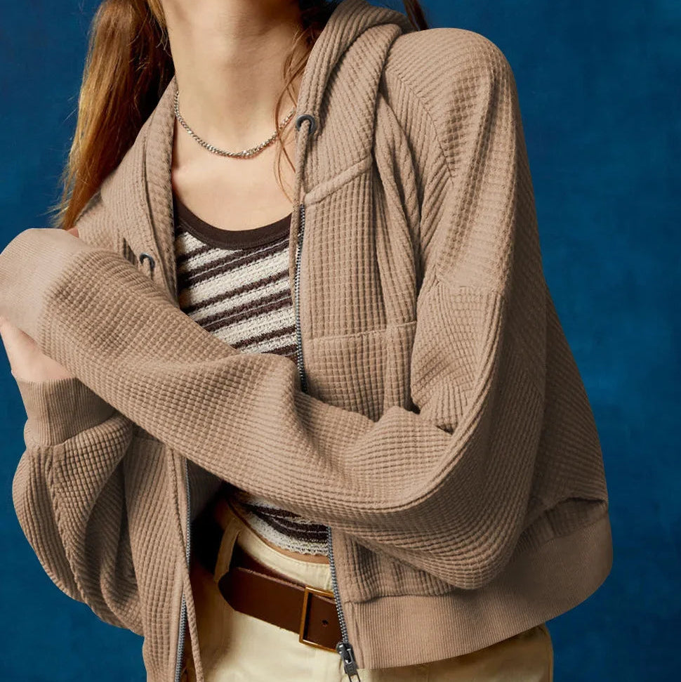 Women’s Cropped Zip Hoodie Sweater - Heston Manor