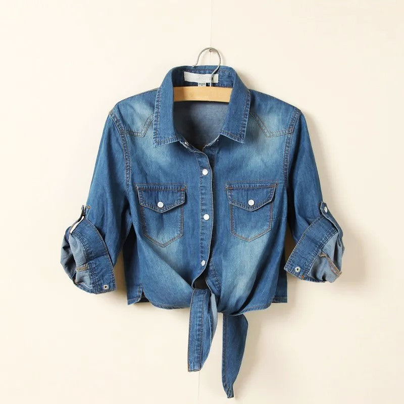 The Tie-Front Denim Shirt - Heston Manor