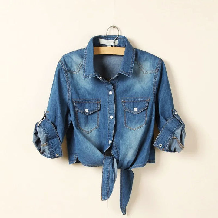The Tie-Front Denim Shirt - Heston Manor