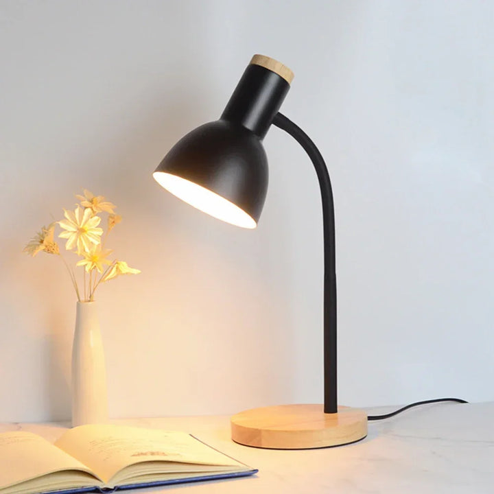Wood Base Desk Lamp Adjustable Neck - Heston Manor