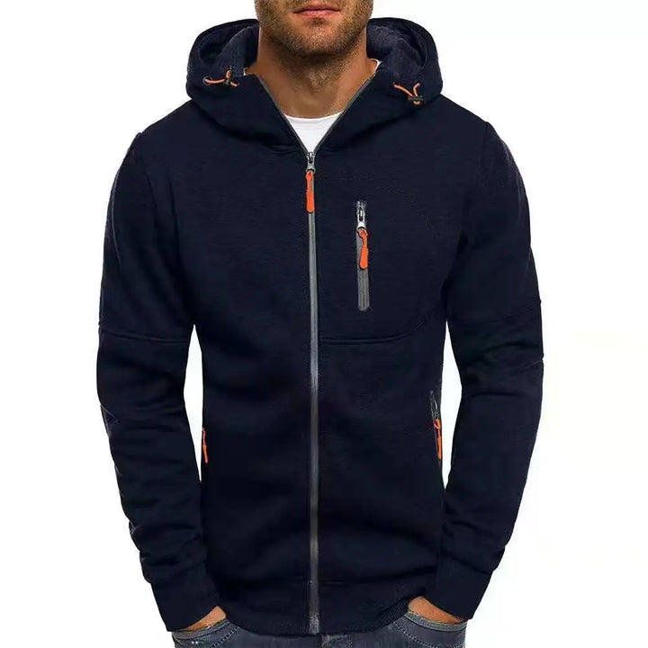 Men’s Dark Gray Full-Zip Hooded Jacket with Zip Pockets - Heston Manor
