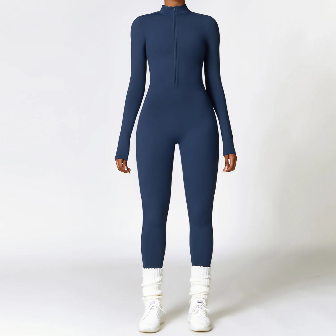 Women’s Long Sleeve Zipper Yoga Romper - Heston Manor