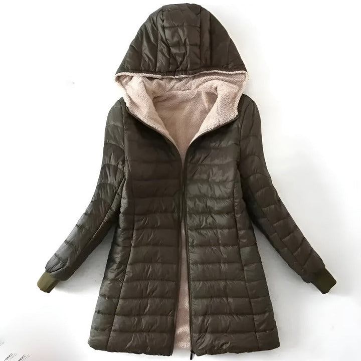 Women’s Hooded Puffer Coat with Sherpa Lining - Heston Manor