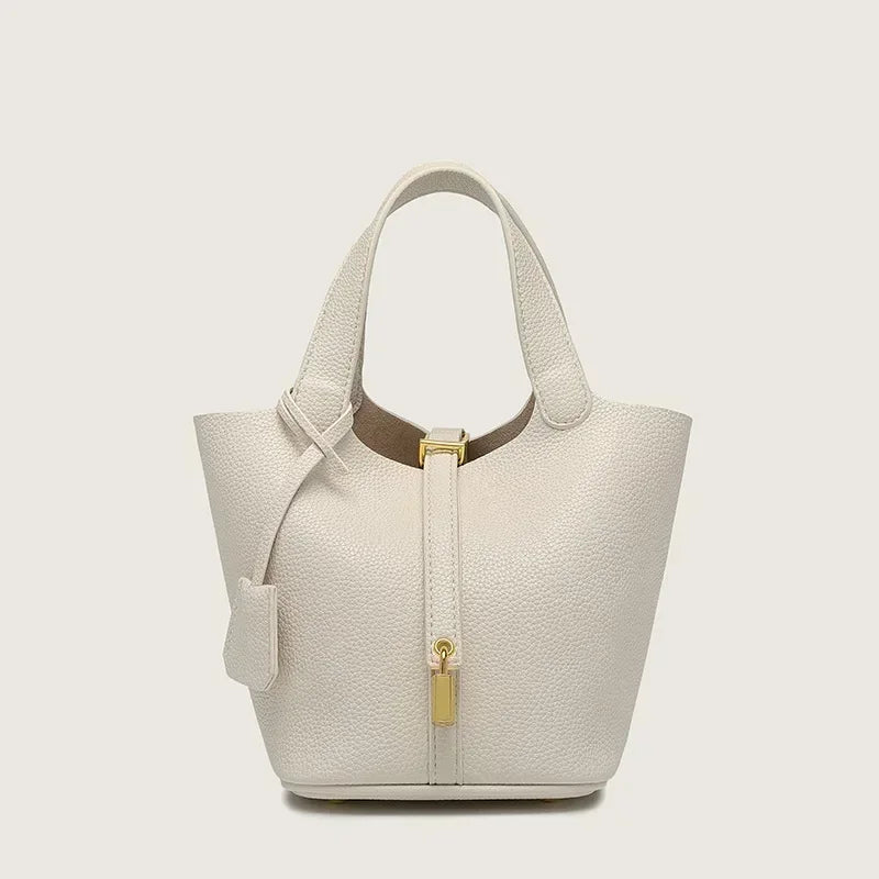 Taupe Faux Leather Handbag - Heston Manor