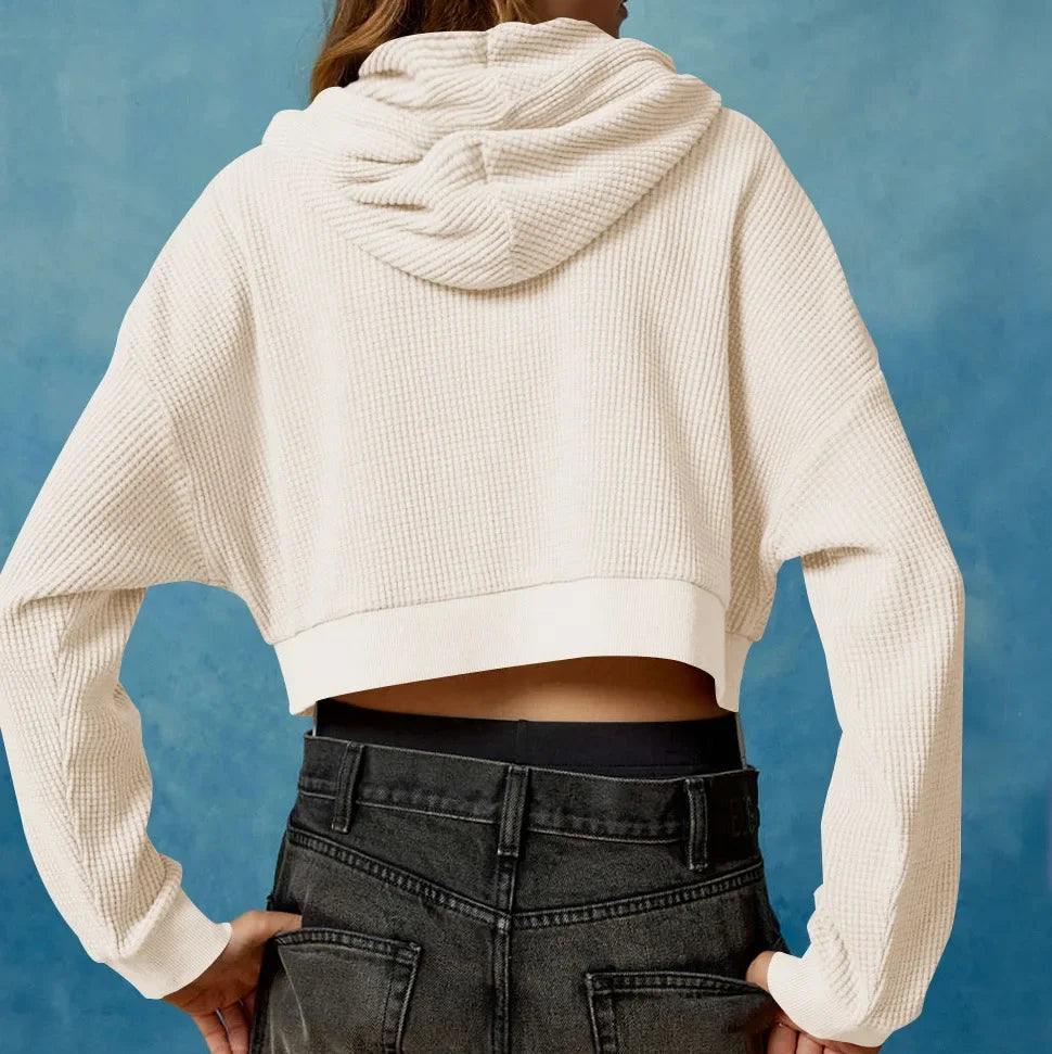 Women’s Cropped Zip Hoodie Sweater - Heston Manor