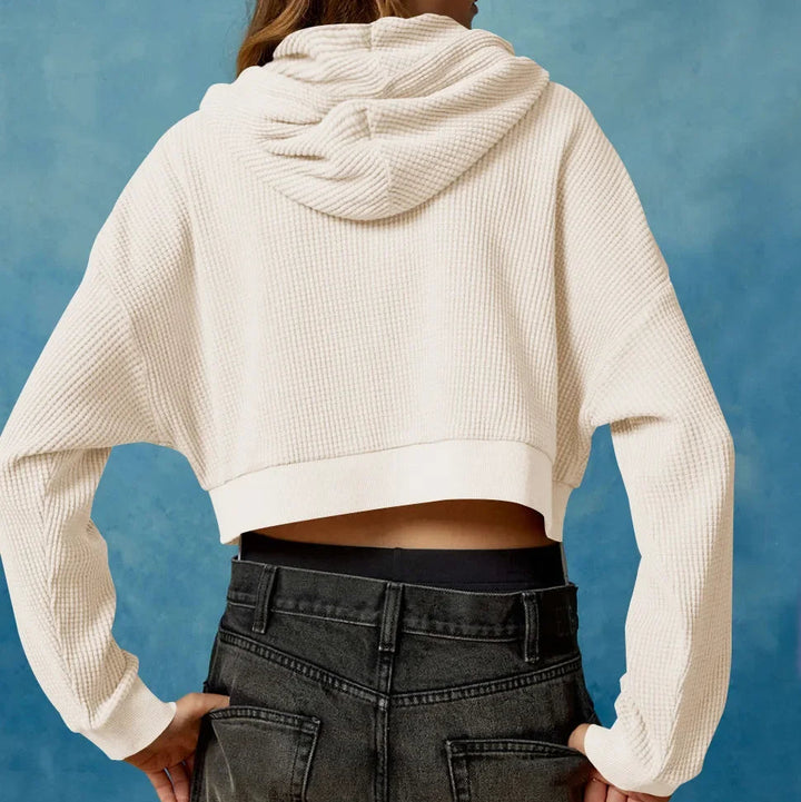 Women’s Cropped Zip Hoodie Sweater - Heston Manor