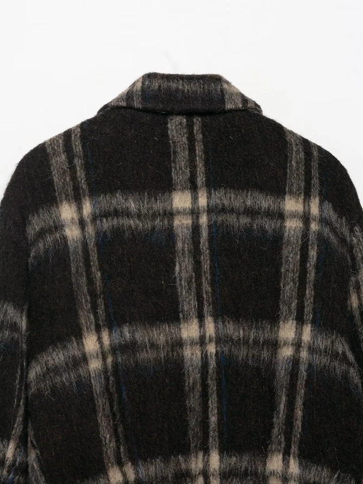 Women’s Plaid Cropped Wool Coat - Heston Manor