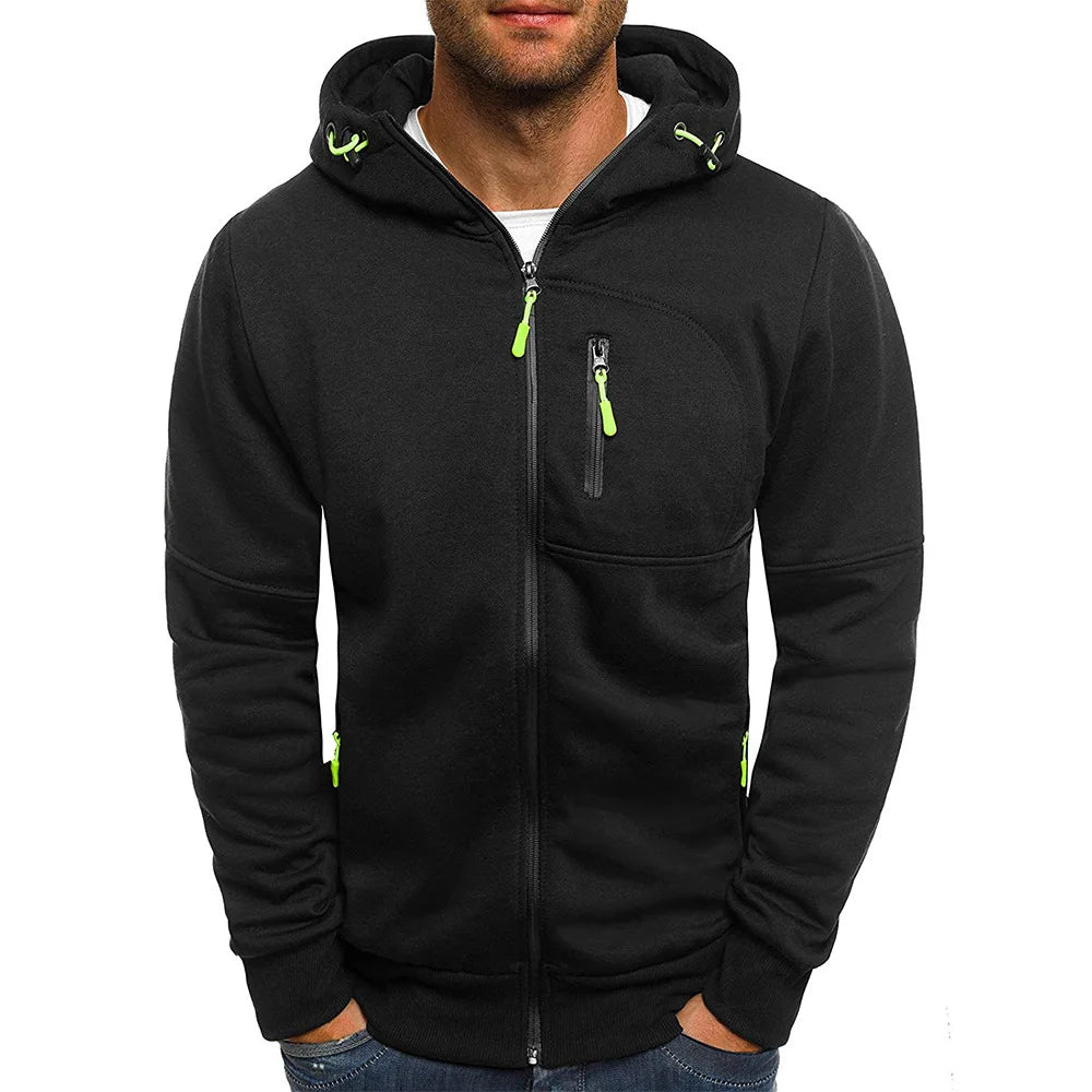 Men’s Dark Gray Full-Zip Hooded Jacket with Zip Pockets - Heston Manor