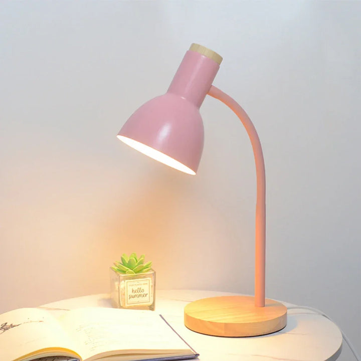 Wood Base Desk Lamp Adjustable Neck - Heston Manor