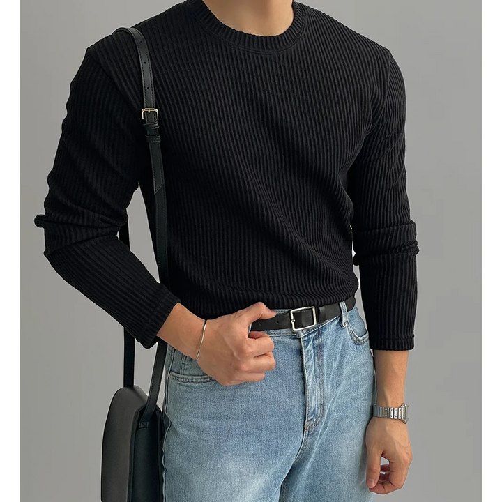 Men’s Ribbed Knit Long Sleeve Sweater - Heston Manor