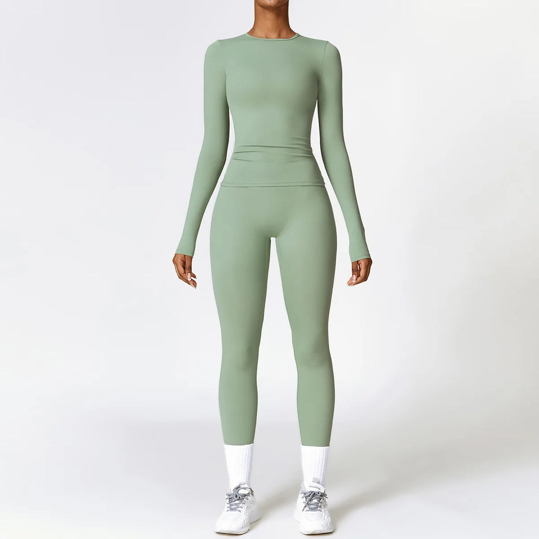 Women’s Long Sleeve Yoga Top & High-Waist Legging Set - Heston Manor