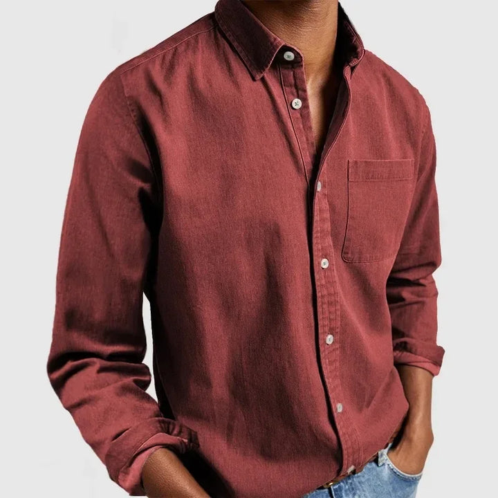 Men’s Cotton Button-Down Long Sleeve Shirt - Heston Manor