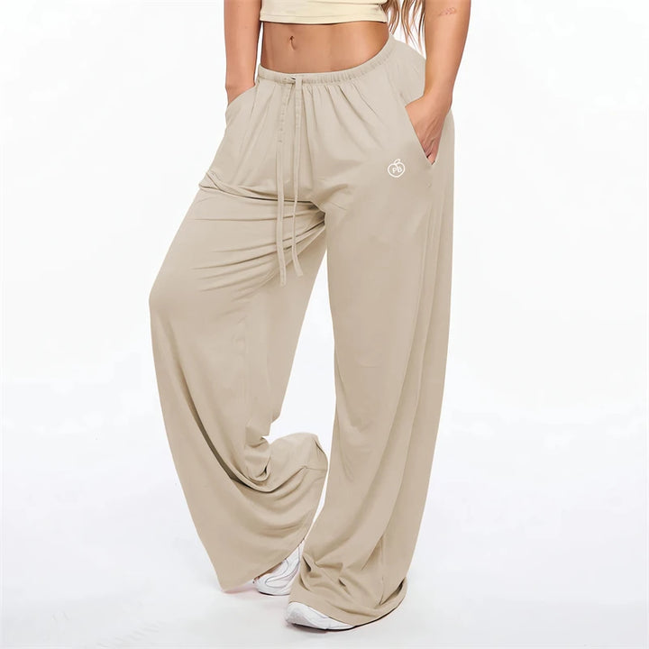 Wide Leg Drawstring Lounge Pants with Pockets - Heston Manor