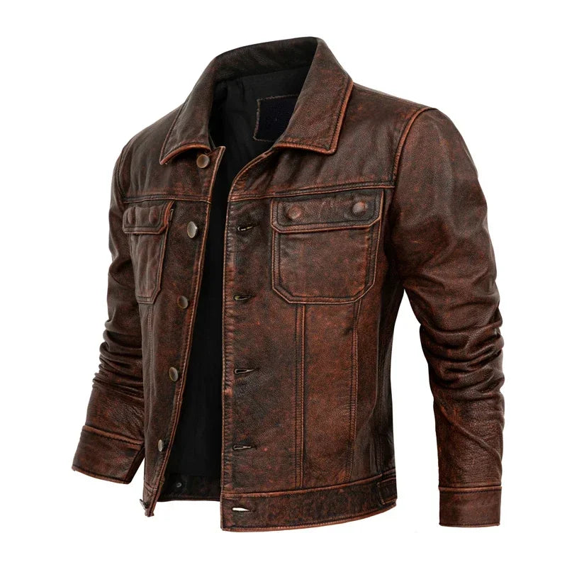 Men’s Genuine Cow Leather Jacket - Heston Manor