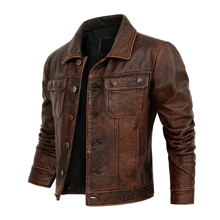 Men’s Genuine Cow Leather Jacket - Heston Manor