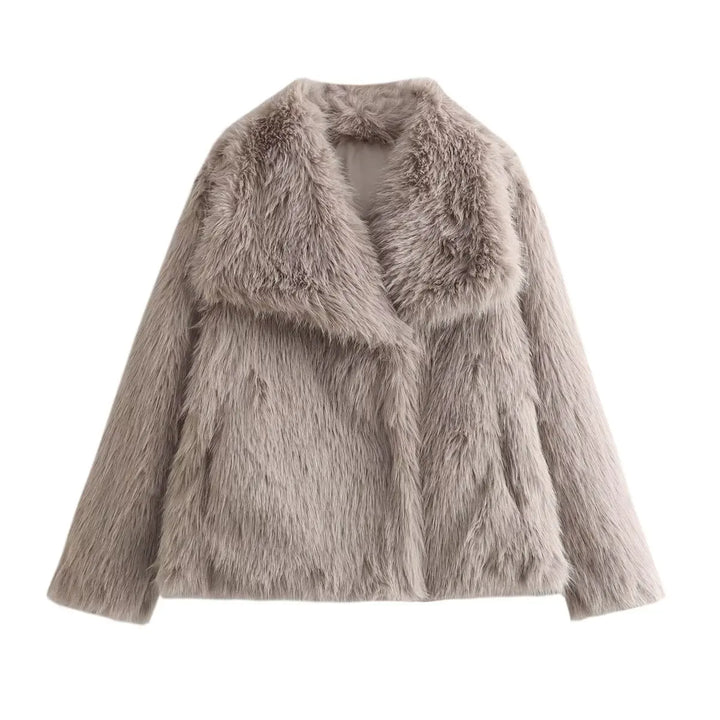 Women's Luxury Ivory Faux-Fur Coat - Heston Manor