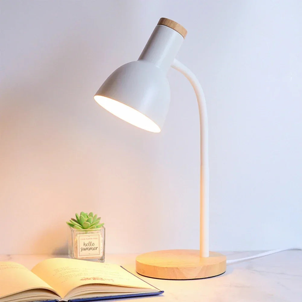 Wood Base Desk Lamp Adjustable Neck - Heston Manor