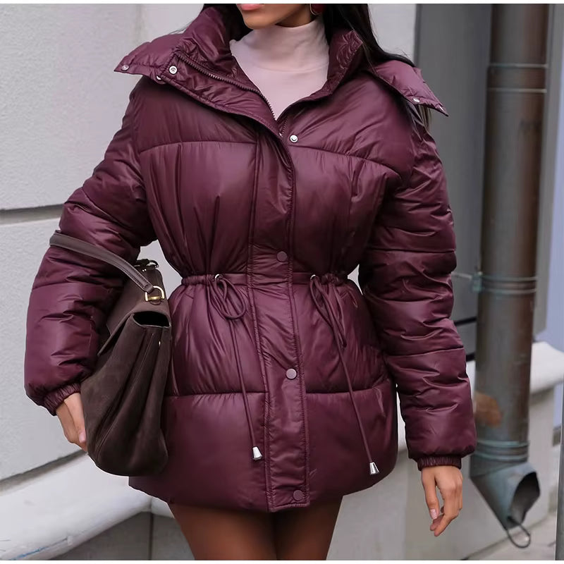 Women’s Belted Hooded Puffer Jacket - Heston Manor
