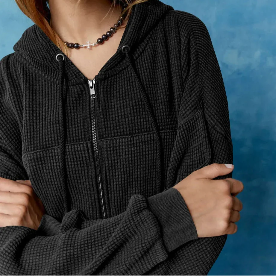 Women’s Cropped Zip Hoodie Sweater - Heston Manor