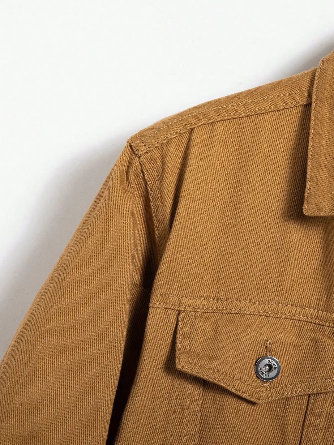 Men's Tan Denim Trucker Jacket Button-Front - Heston Manor