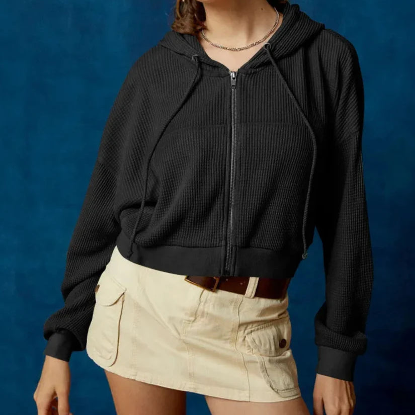 Women’s Cropped Zip Hoodie Sweater - Heston Manor
