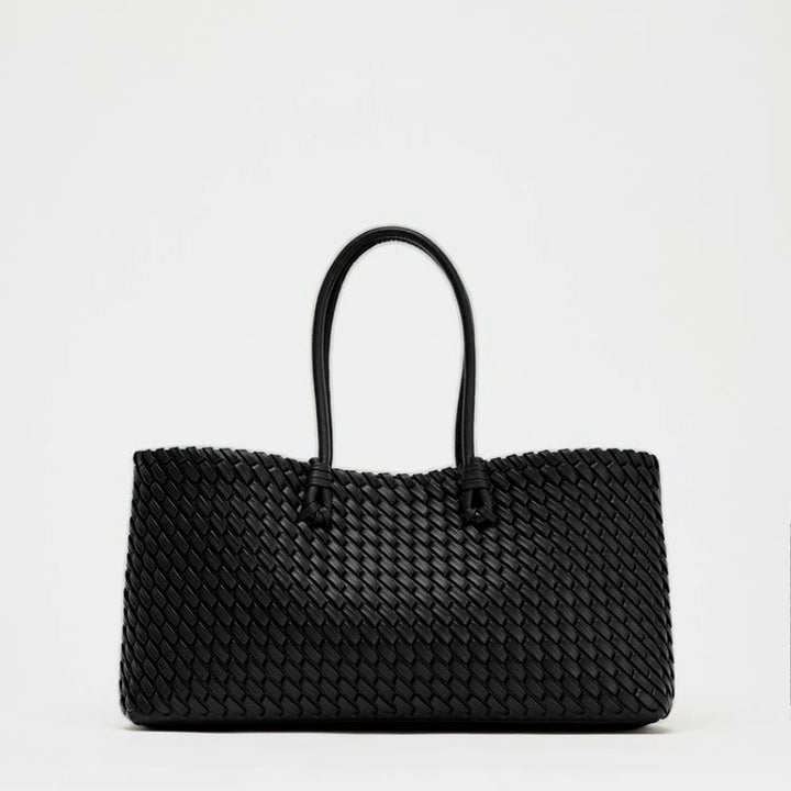 Women’s Dark Brown Woven Leather Handbag - Heston Manor