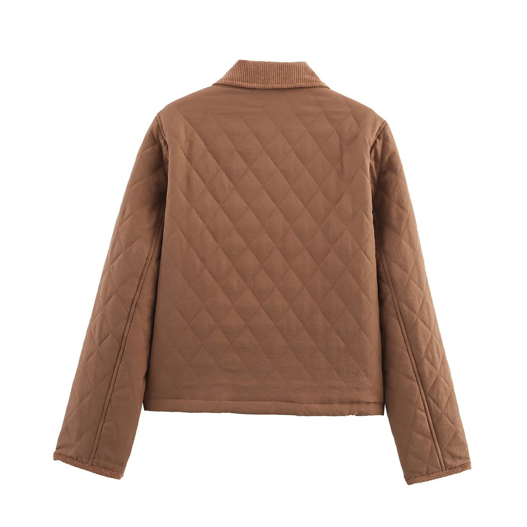 Women’s Quilted Jacket with Corduroy Trim - Heston Manor