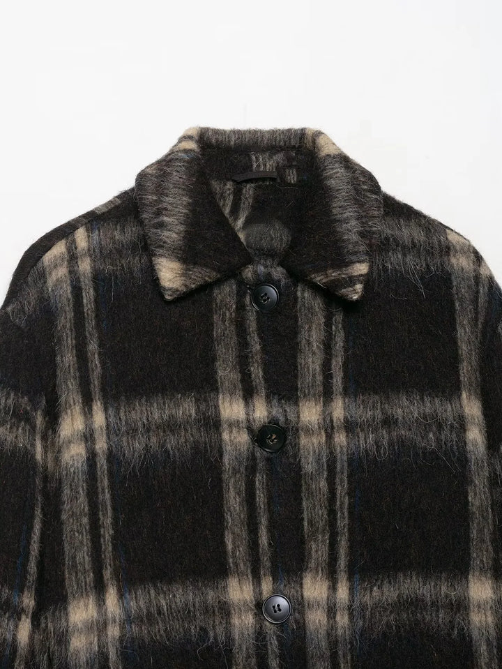 Women’s Plaid Cropped Wool Coat - Heston Manor