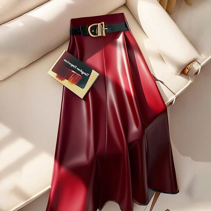 Women’s High-Waisted PU Leather Skirt - Heston Manor