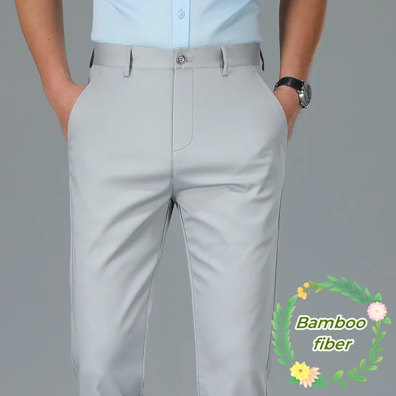 Men's Straight Leg Bamboo Fiber Trousers - Heston Manor