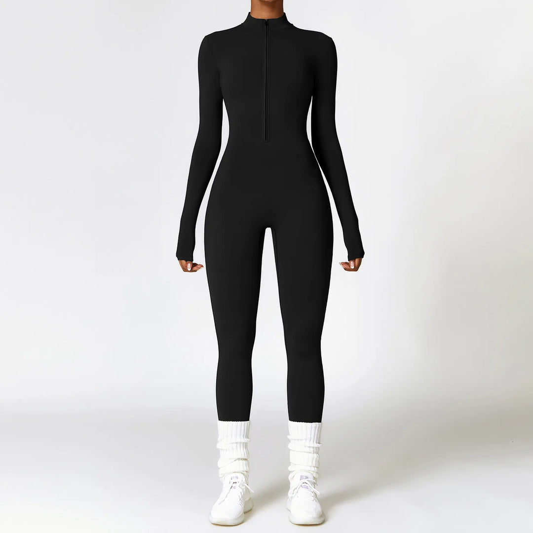 Women’s Long Sleeve Zipper Yoga Romper - Heston Manor